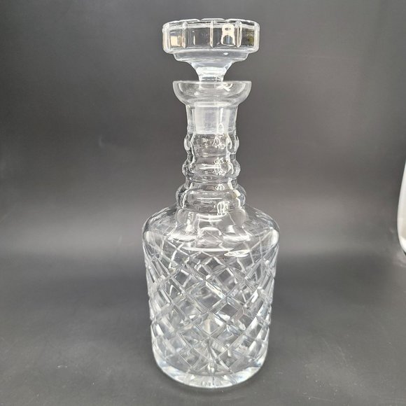 Wedgwood Lead Crystal Decanter Round Lidded 11" Heavy Beautiful!  Cr607 - Picture 1 of 8